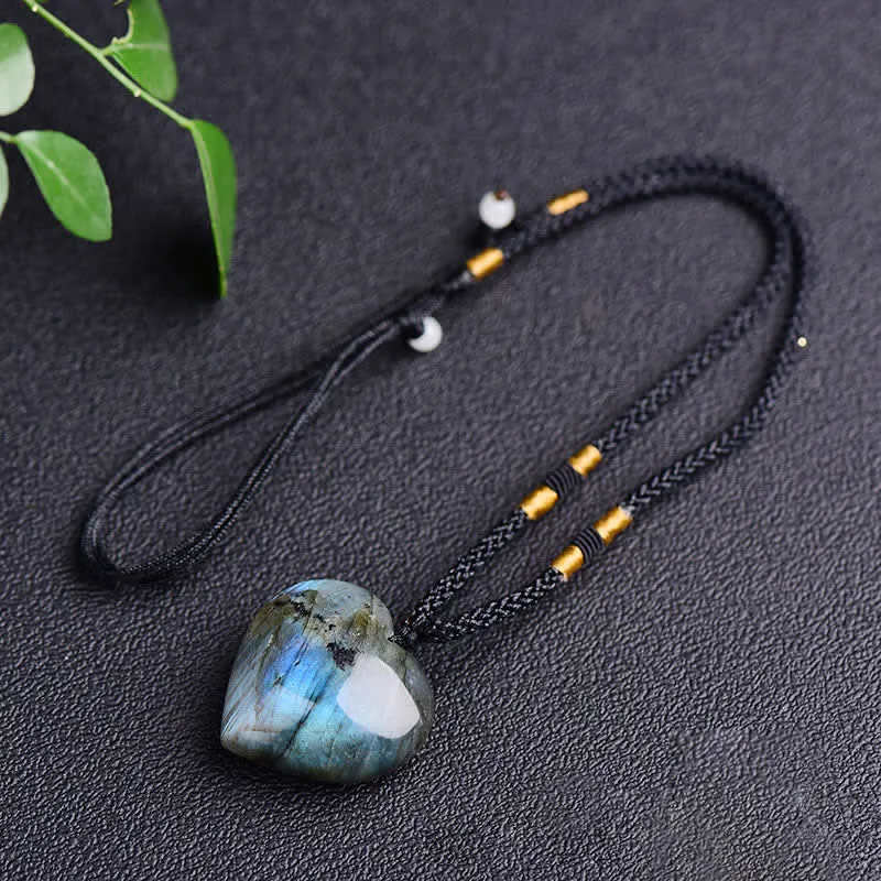 Labradorite Love Heart Necklace Pendant for Emotional Support - Image 6