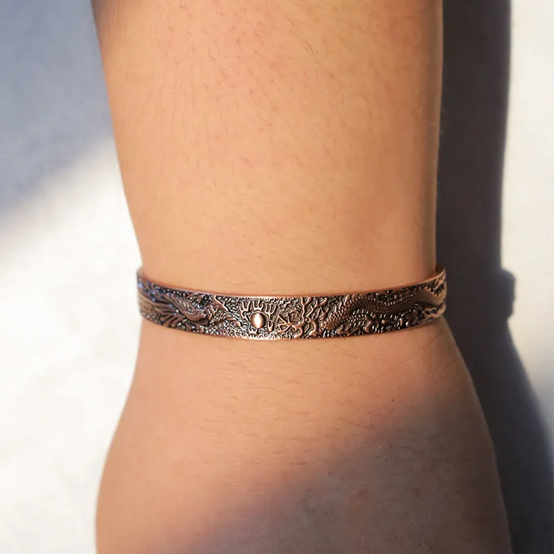 Dragon Phoenix Magnetic Copper Cuff Bracelet - Image 5