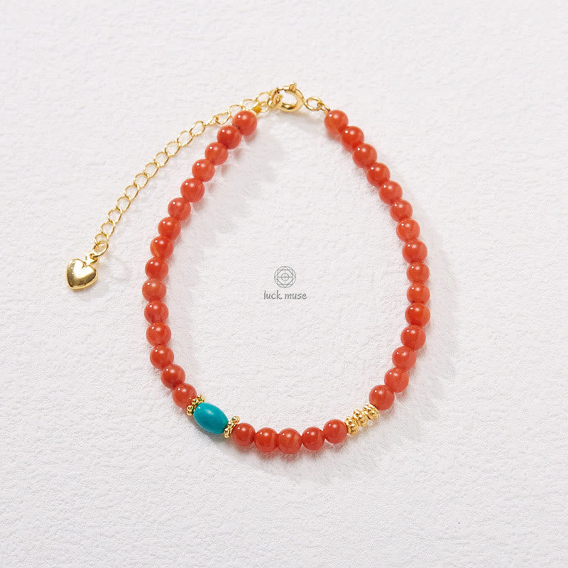 Luck Muse Red Agate Turquoise Confidence Jewelry Set in 925 Sterling Silver Plating and Gold - Image 8