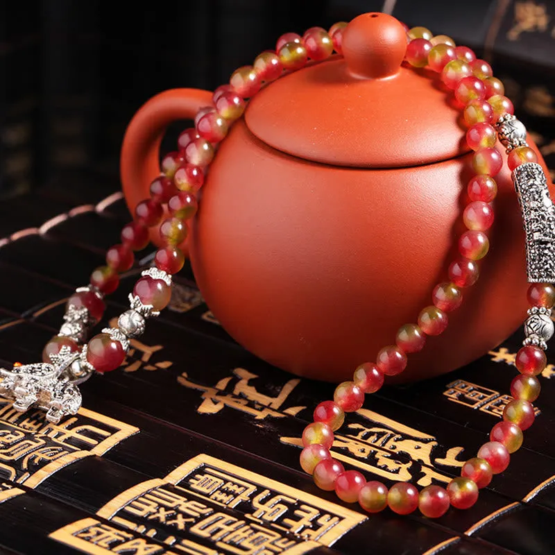 Natural Watermelon Tourmaline Pixiu Elephant Positive Triple-wrap Bracelet - Image 10