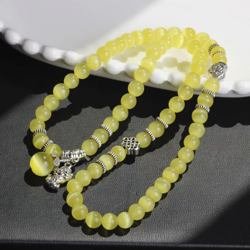 Luck Muse Cat's Eye Pixiu Triple Wrap Bracelet - Energizing Support - Image 16