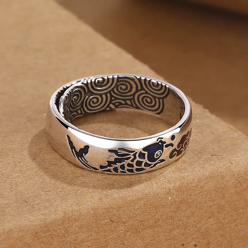 Koi Fish Auspicious Cloud Design Luck Muse Luck Wealth Ring - Image 3