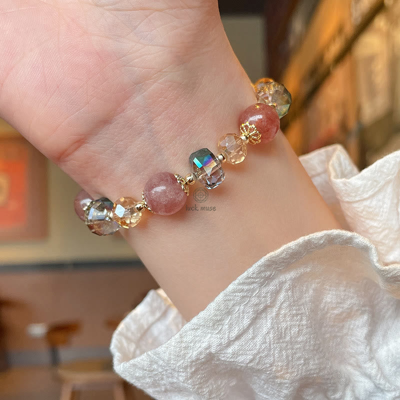 Natural Strawberry Quartz Crystal Bracelet - Image 13