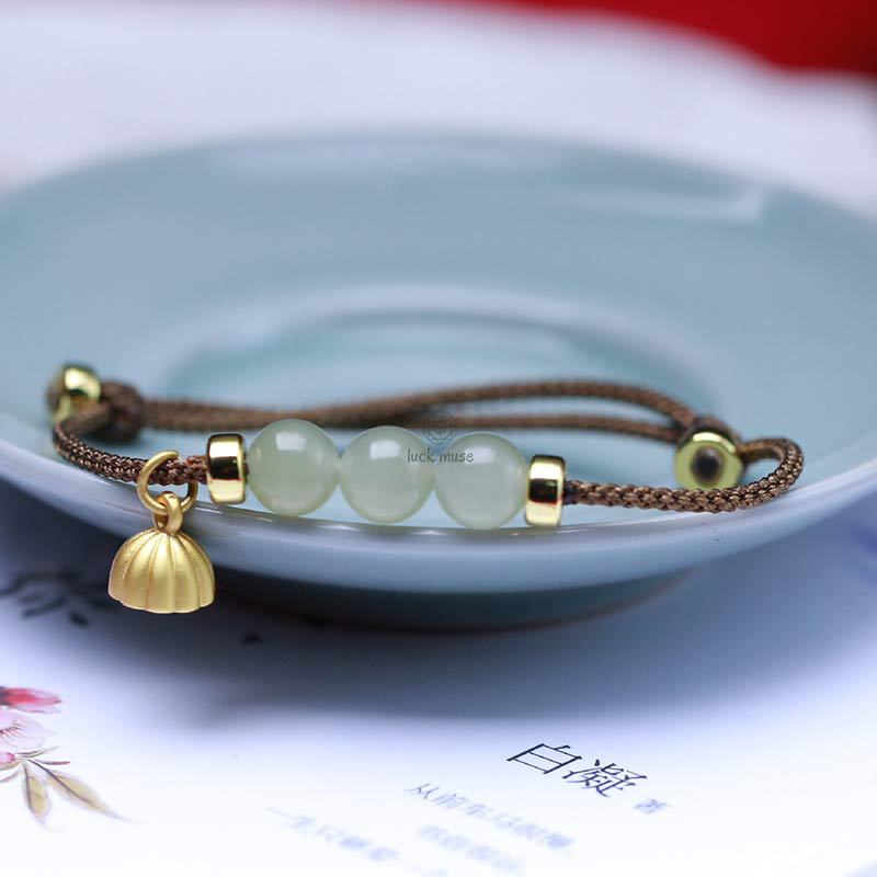 Natural Jade Lotus Seed Red String Bracelet - Strength Weave - Image 9
