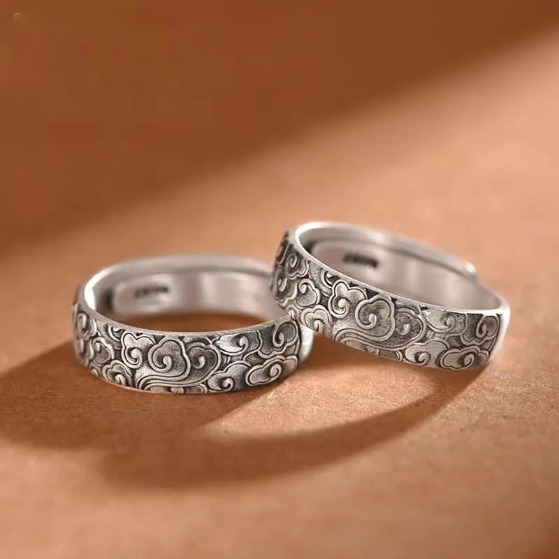 Luck Muse Vintage Auspicious Cloud Pattern Ring - Image 2
