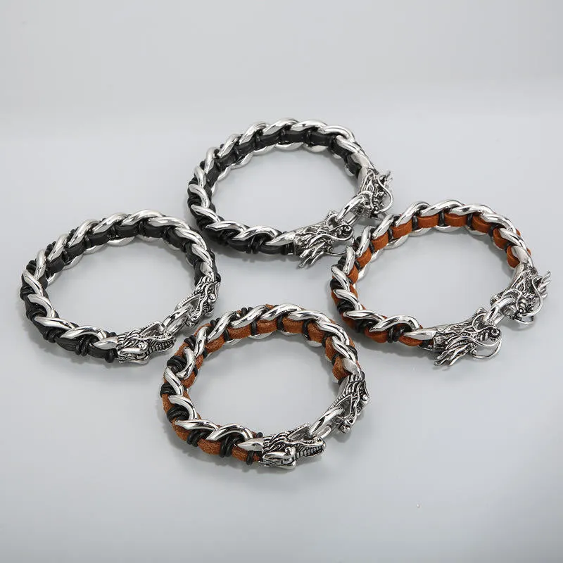 Dragon Leather Titanium Steel Protection Luck Bracelet - Image 17