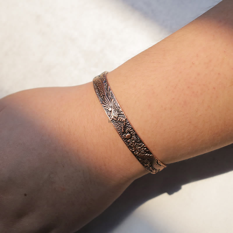 Dragon Phoenix Magnetic Copper Cuff Bracelet - Image 6