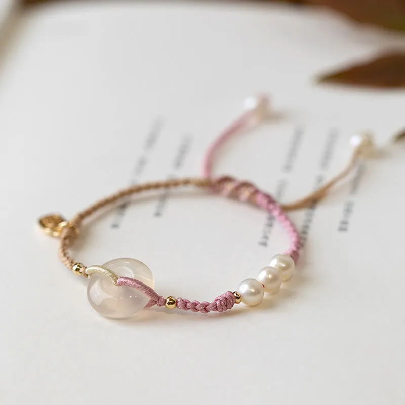 Chalcedony Round Peace Buckle String Bracelet - Luck Muse Shop - Image 10