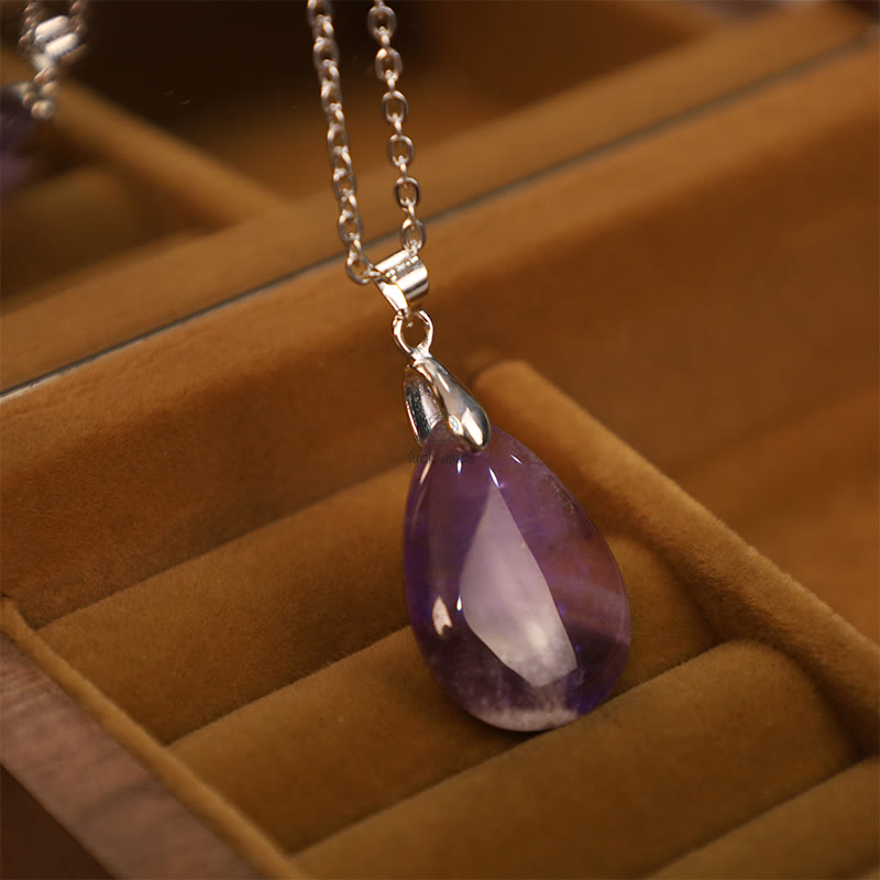 Luck Muse Natural Crystal Gemstone Water Drop Necklace Pendant - Image 8