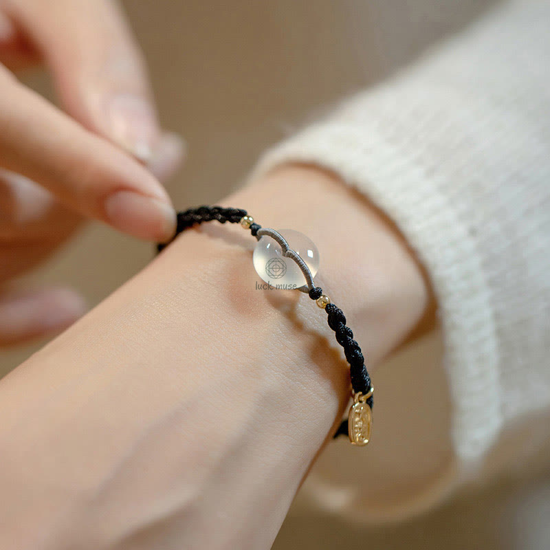 Chalcedony Round Peace Buckle String Bracelet - Luck Muse Shop - Image 2