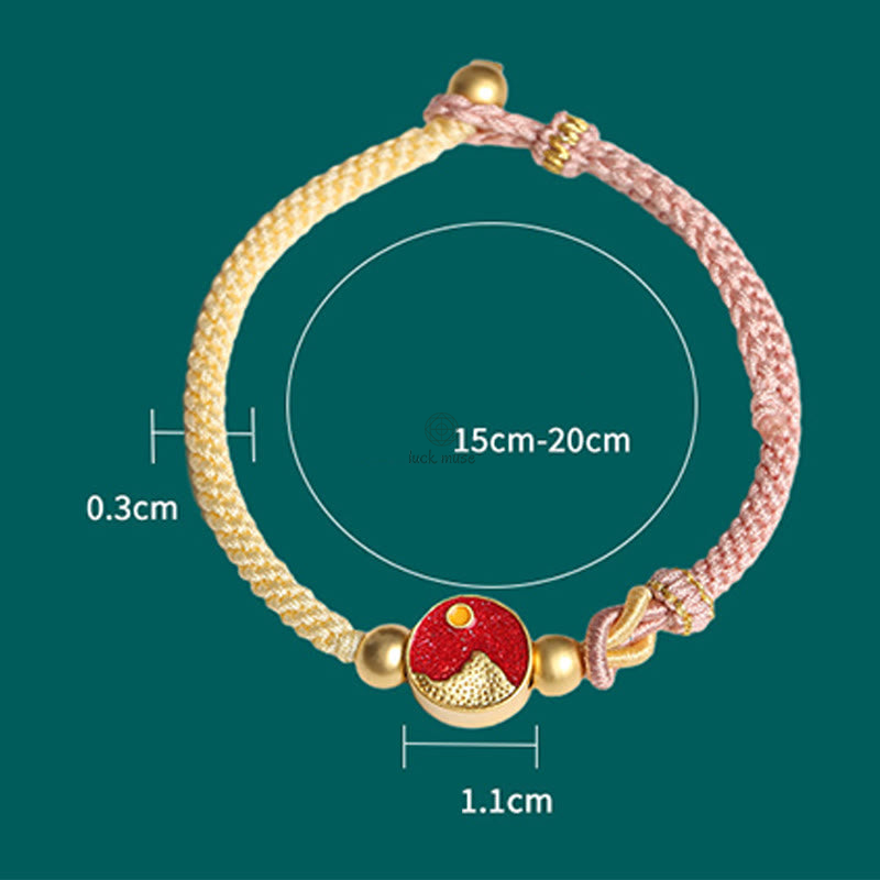 Luck Muse Handmade Luck Sea and Mountain Engraved Couple Bracelet with Two-Color String - Image 9