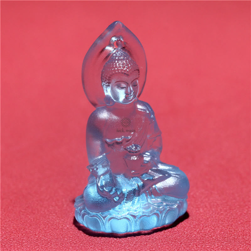 Blue Tathagata Buddha Liuli Crystal Amulet Necklace - Serenity Pendant - Image 8