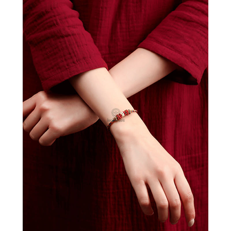 Handmade Dunhuang Color Samsara Knot Luck Reincarnation Knot Braid String Bracelet - Image 14