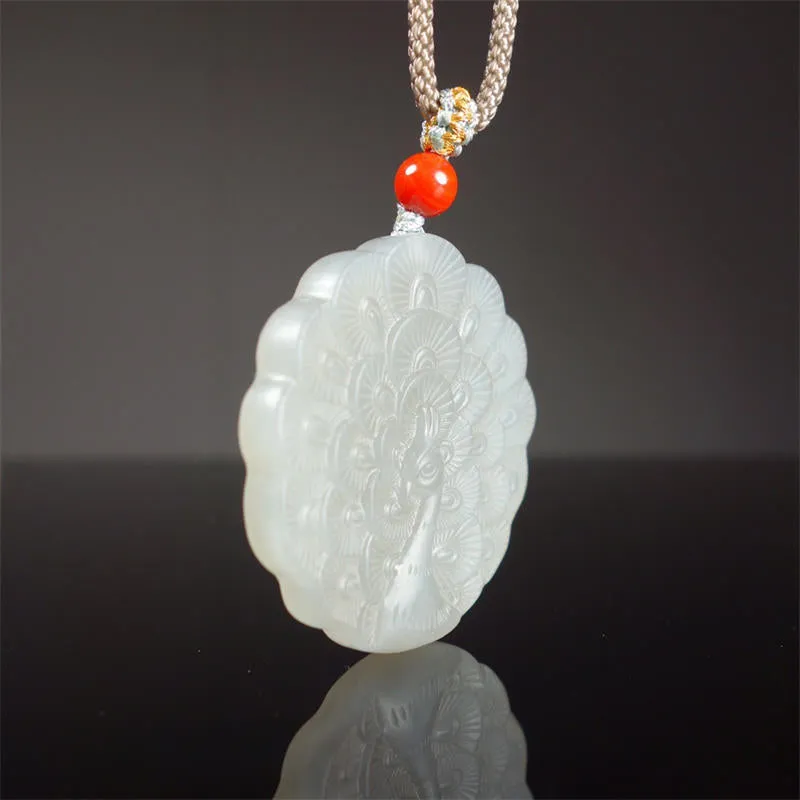White Jade Peacock Protection Blessing Necklace - Luck Muse Shop - Image 5
