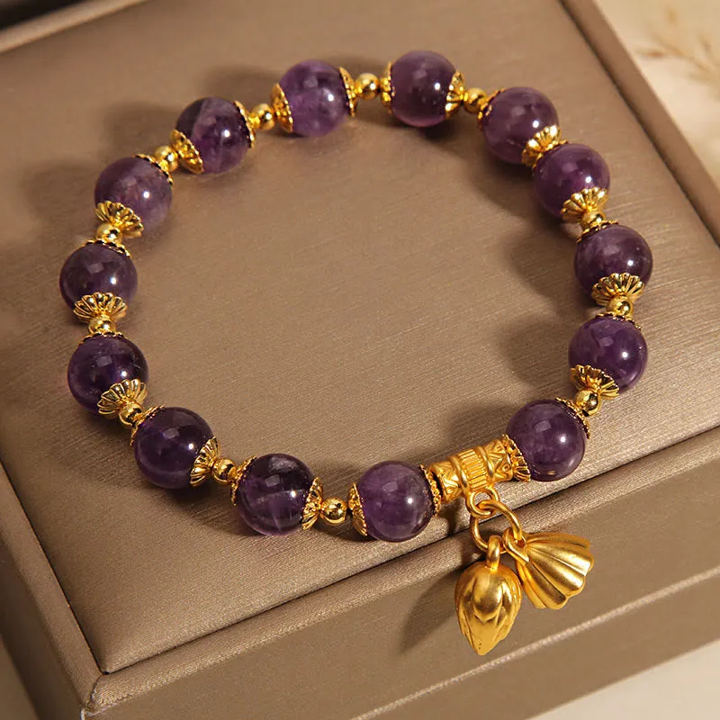 Natural Amethyst Lotus Healing Bracelet by Luck Muse Shop - Image 3