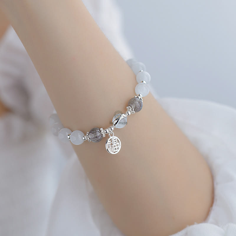 Luck Muse Cat's Eye Moonstone Charm Bracelet - Fu Character Ball Support - Image 6