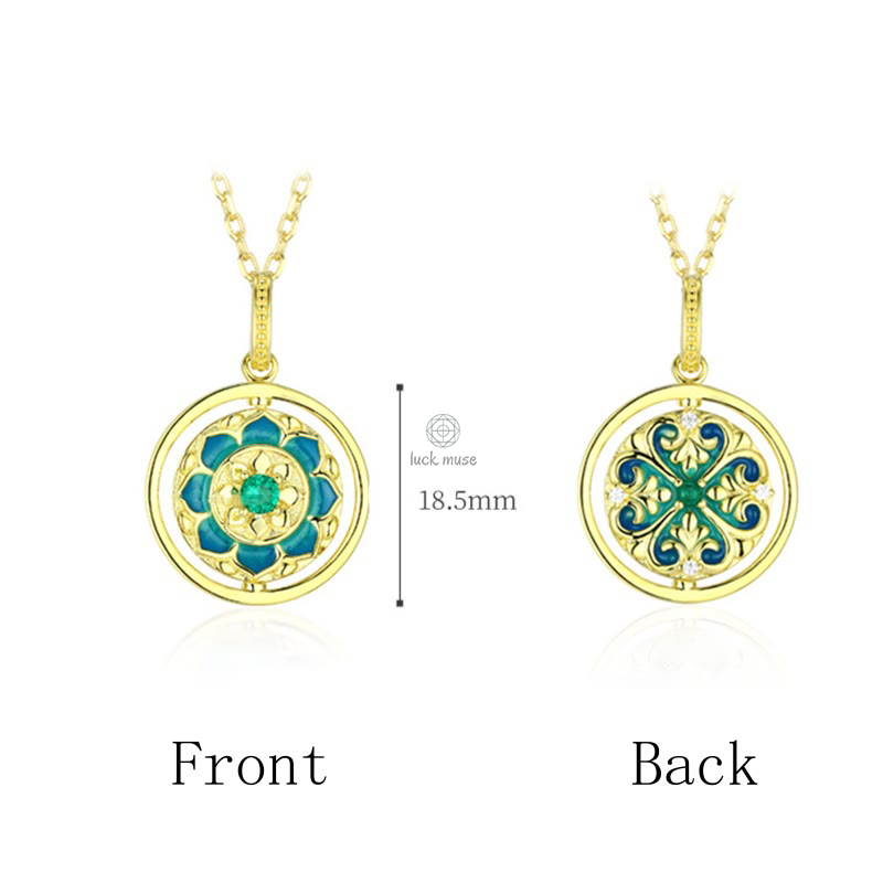 925 Sterling Silver Lotus Flower Zircon Necklace Pendant - Image 6