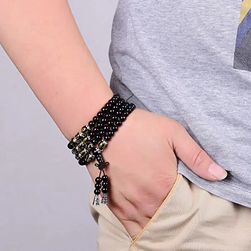 True Words Protection Black Obsidian Mala Bracelet by Luck Muse Shop - Image 3