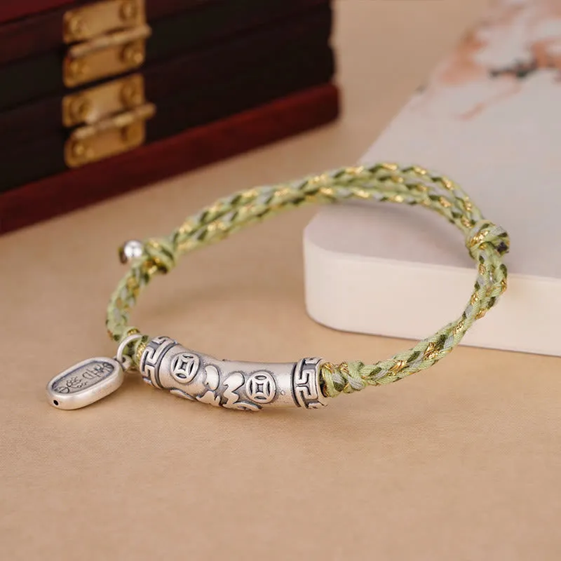 Luck Muse 999 Sterling Silver Fu Character Copper Coin Fortune Bracelet - Image 5
