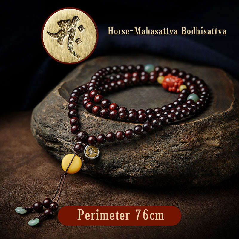 Natal Buddha Chinese Zodiac 108 Beads Red Sandalwood Red Agate Pixiu Protection Bracelet - Image 12