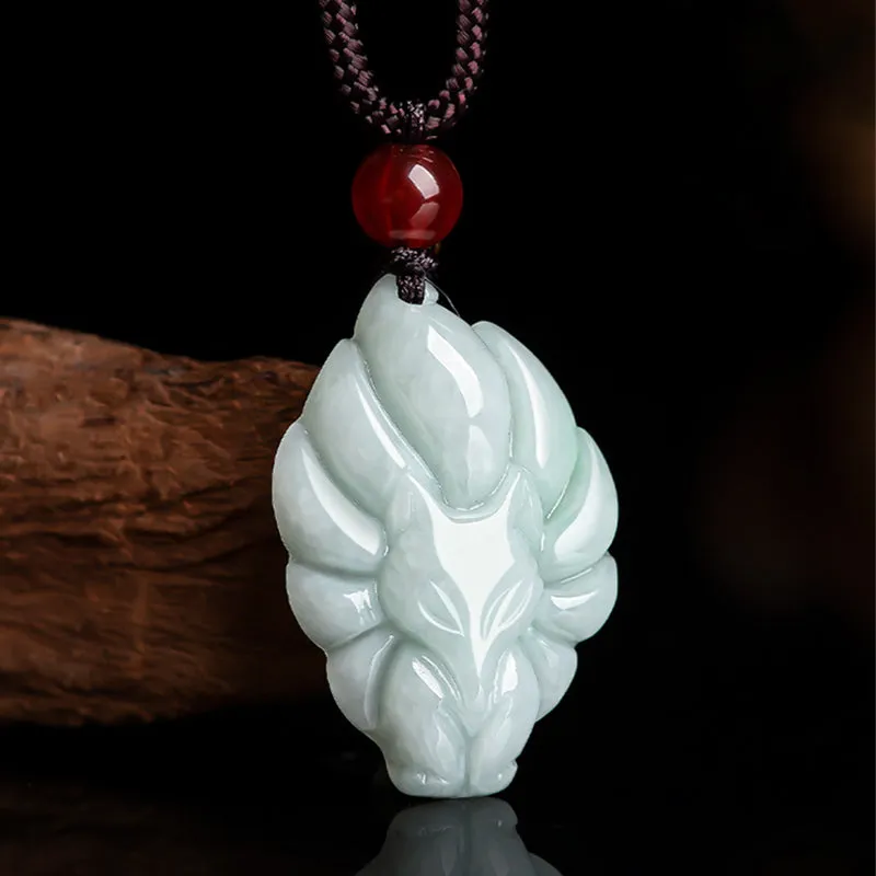 Natural Jade Nine-Tailed Fox Luck & Prosperity Necklace Pendant from Luck Muse Shop - Image 2