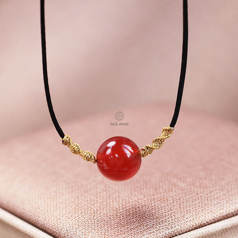 Natural Red Agate Chalcedony Self-Acceptance Confidence Bracelet Necklace Set - Image 8