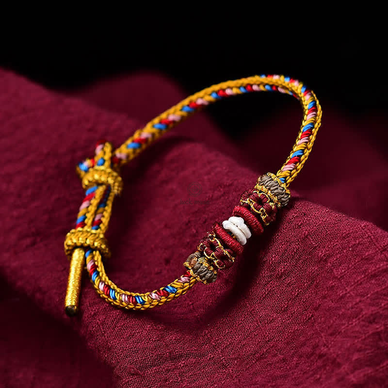 Handmade Dunhuang Color Samsara Knot Luck Reincarnation Knot Braid String Bracelet