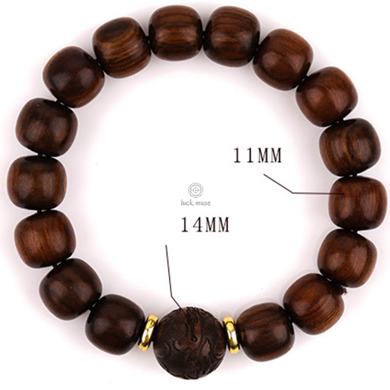 Natural Rosewood Compassion Bracelet with Luck Muse - Image 8