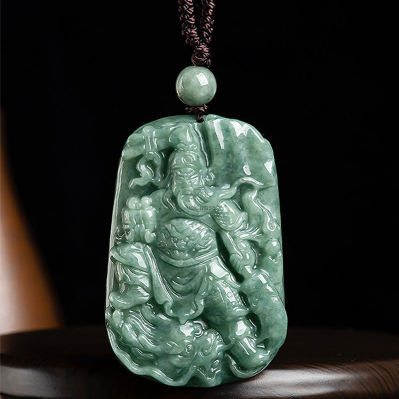 Natural Jade Lord Guan Amulet Wealth Necklace Pendant from Luck Muse Shop - Image 7
