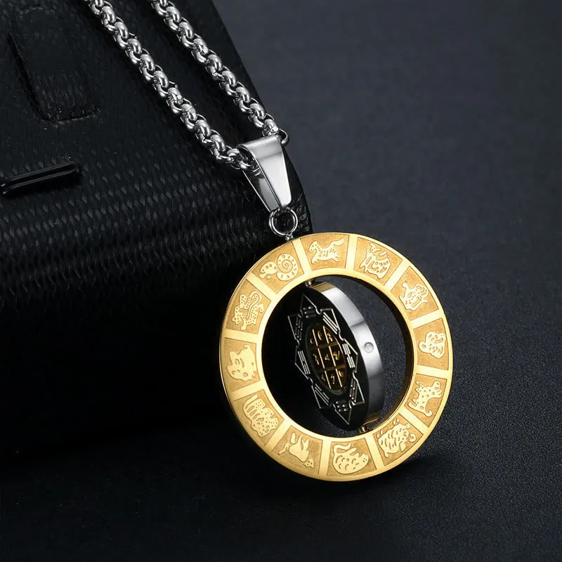 Chinese Zodiac Bagua Amulet Harmony Necklace with Rotatable Pendant - Image 2