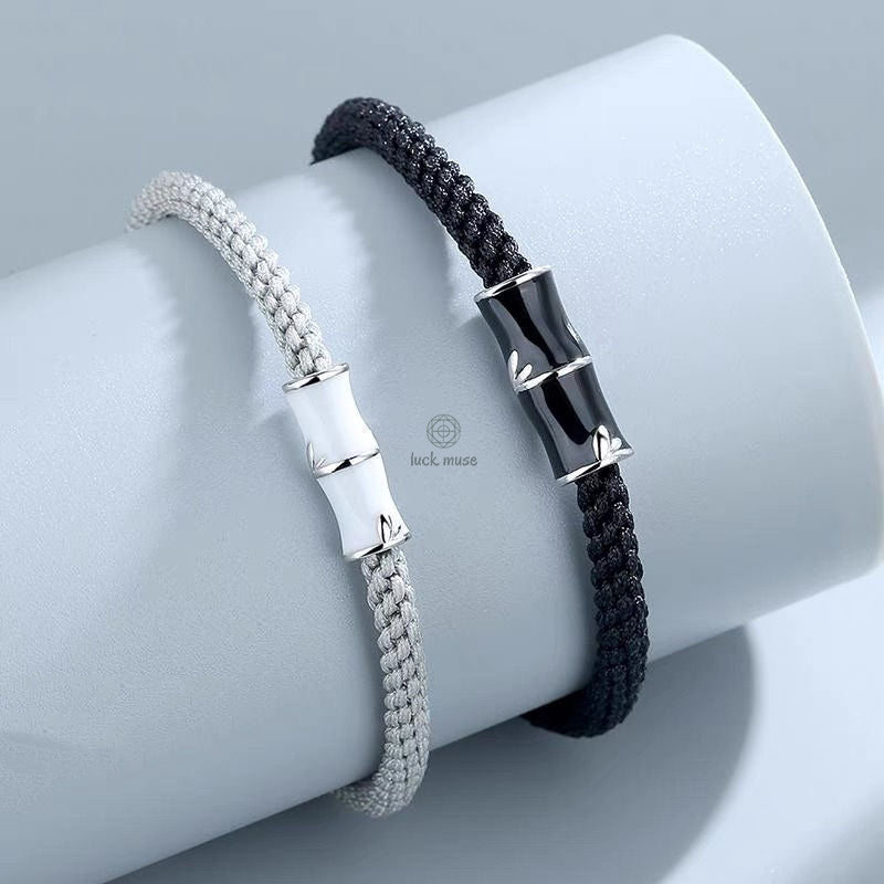 Bamboo Pattern Healing Couple Bracelet with Luck Muse - Image 10