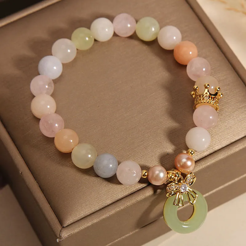 Luck Muse Morganite Peace and Confidence Bracelet with Jade Buckle - Image 3