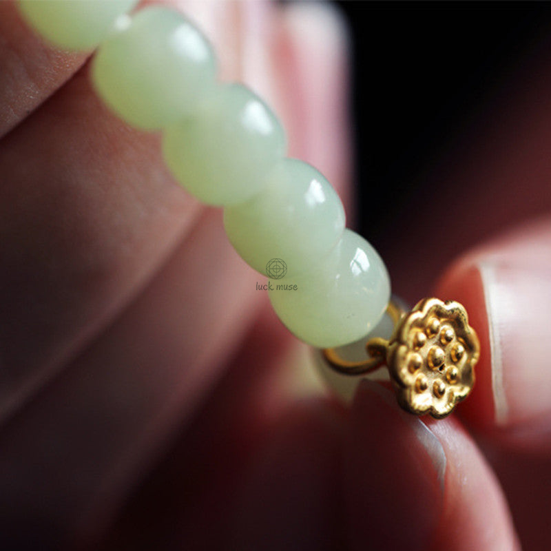 Jade Lotus Abundance Bracelet with Adjustable Fit - Image 13