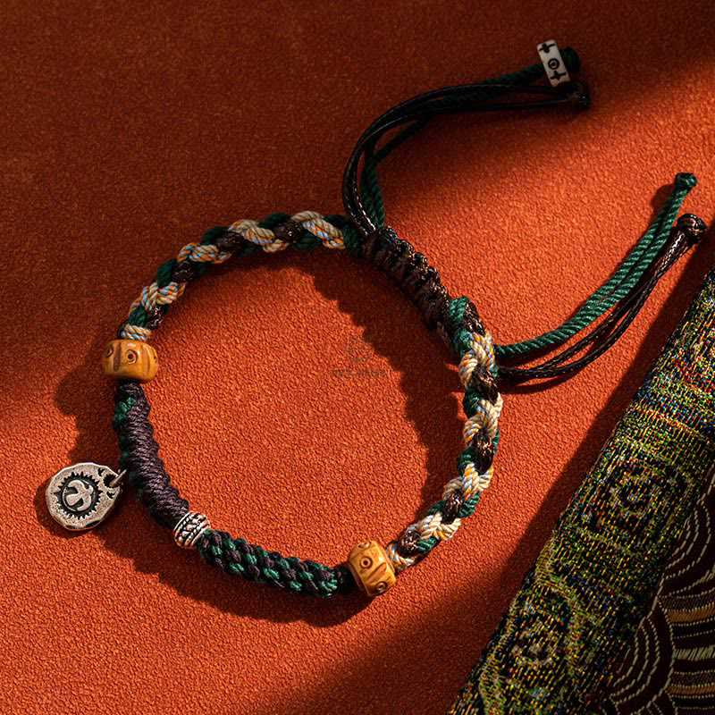 Tibetan Dzi Bead Agate and Yak Bone Wealth Bracelet