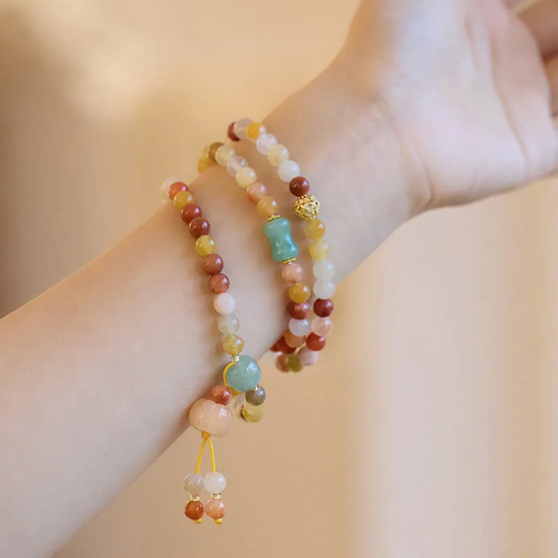 Golden Silk Jade Prosperity Triple Wrap Bracelet - Image 5