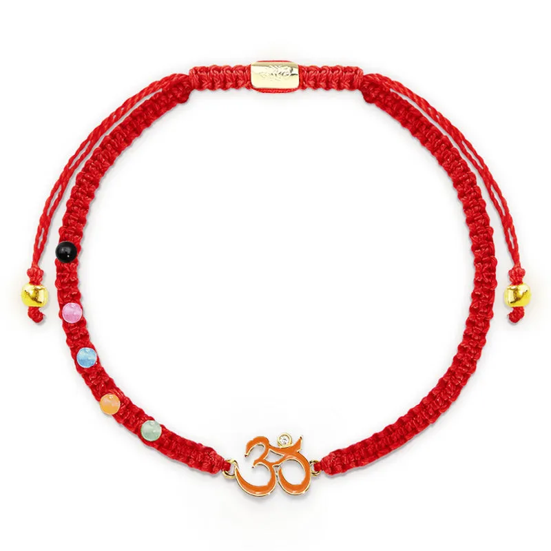 Tibetan Handmade OM Mindfulness Red String Bracelet by Luck Muse Shop