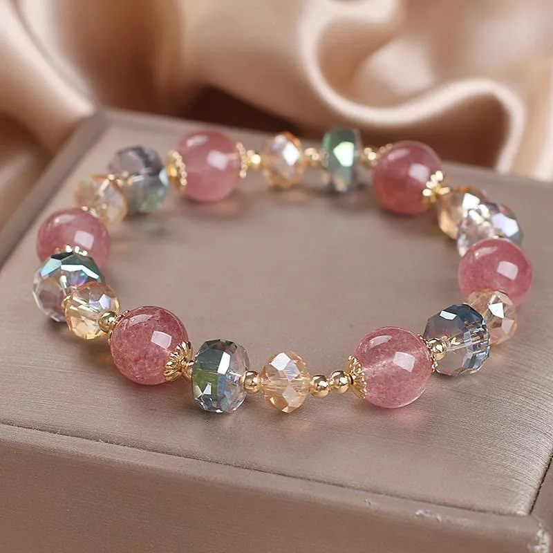 Natural Strawberry Quartz Crystal Bracelet
