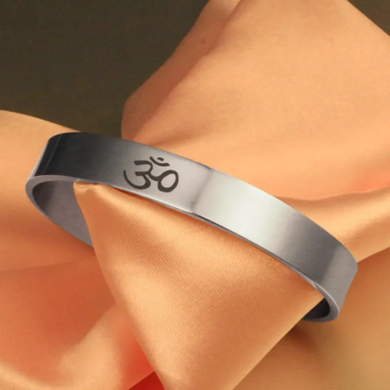 Tibetan OM Symbol Mindfulness Cuff Bracelet with Luck Muse