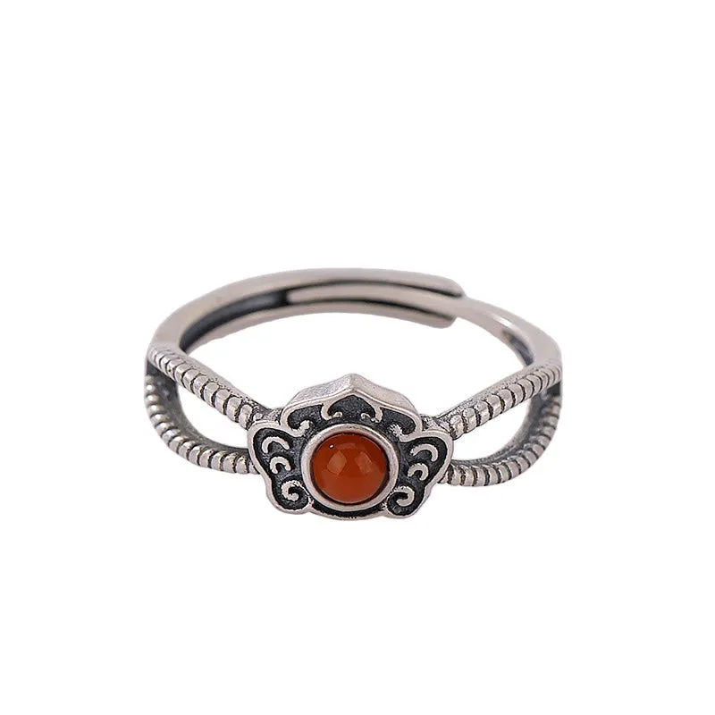 925 Sterling Silver Red Agate Mindful Ring - Image 9