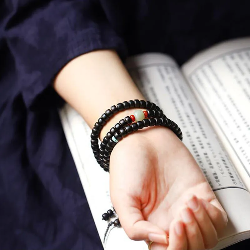 Agarwood Jade 108 Mala Bracelet for Strength and Calm - Image 4