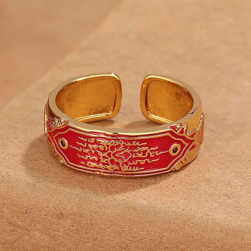 Five Scriptures Copper Healing Ring with Luck Muse - Image 3