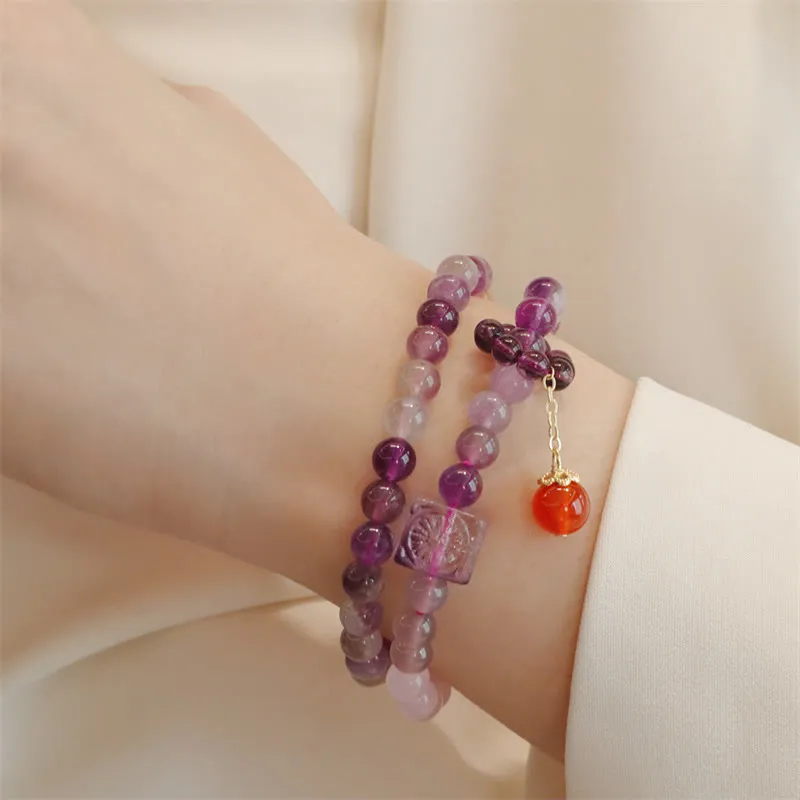 Luck Muse Amethyst Citrine Double Wrap Bracelet for Positive Transformation - Image 5
