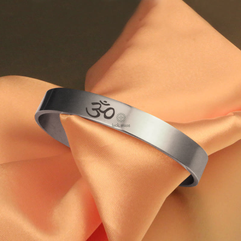 Tibetan OM Symbol Mindfulness Cuff Bracelet with Luck Muse - Image 6