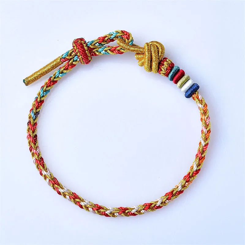 Colorful Gold Healing Braid Rope Bracelet with Handcrafted Luck Muse - Image 5