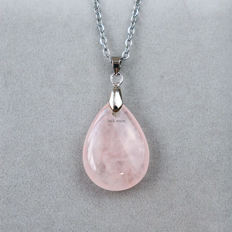 Luck Muse Natural Crystal Gemstone Water Drop Necklace Pendant - Image 26