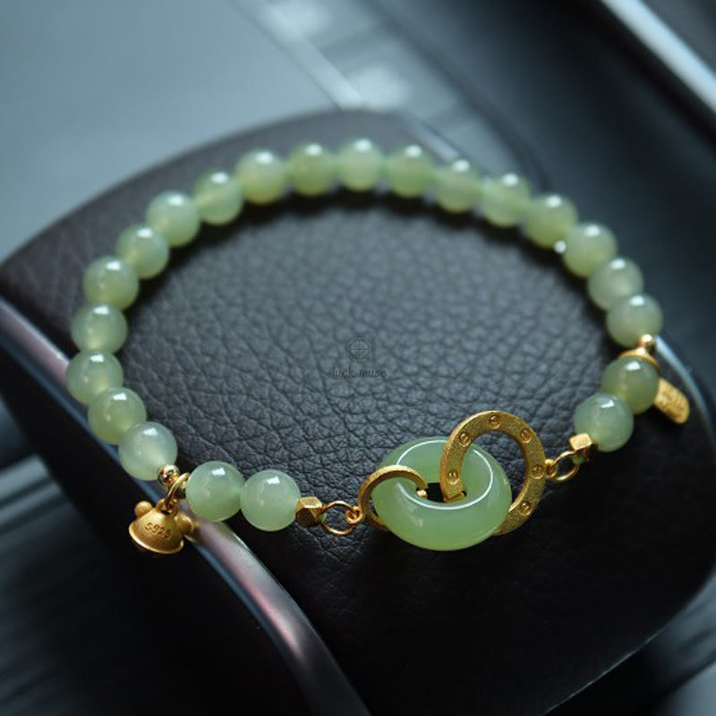 Gold-Plated Natural Hetian Jade Bracelet with Buddha Elements - Image 34