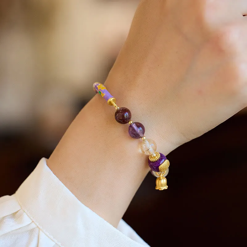 Purple Jade Scripture Citrine Love Wisdom Bracelet - Luck Muse Bangle - Image 5