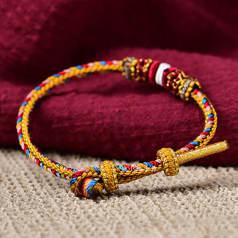 Handmade Dunhuang Color Samsara Knot Luck Reincarnation Knot Braid String Bracelet - Image 8
