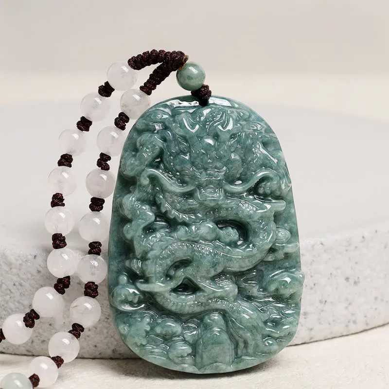 Chinese Dragon Jade Prosperity Necklace Pendant - Image 4