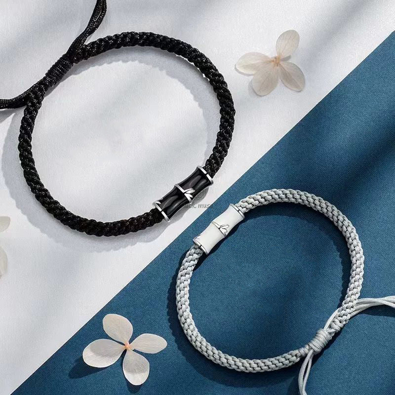 Bamboo Pattern Healing Couple Bracelet with Luck Muse - Image 2